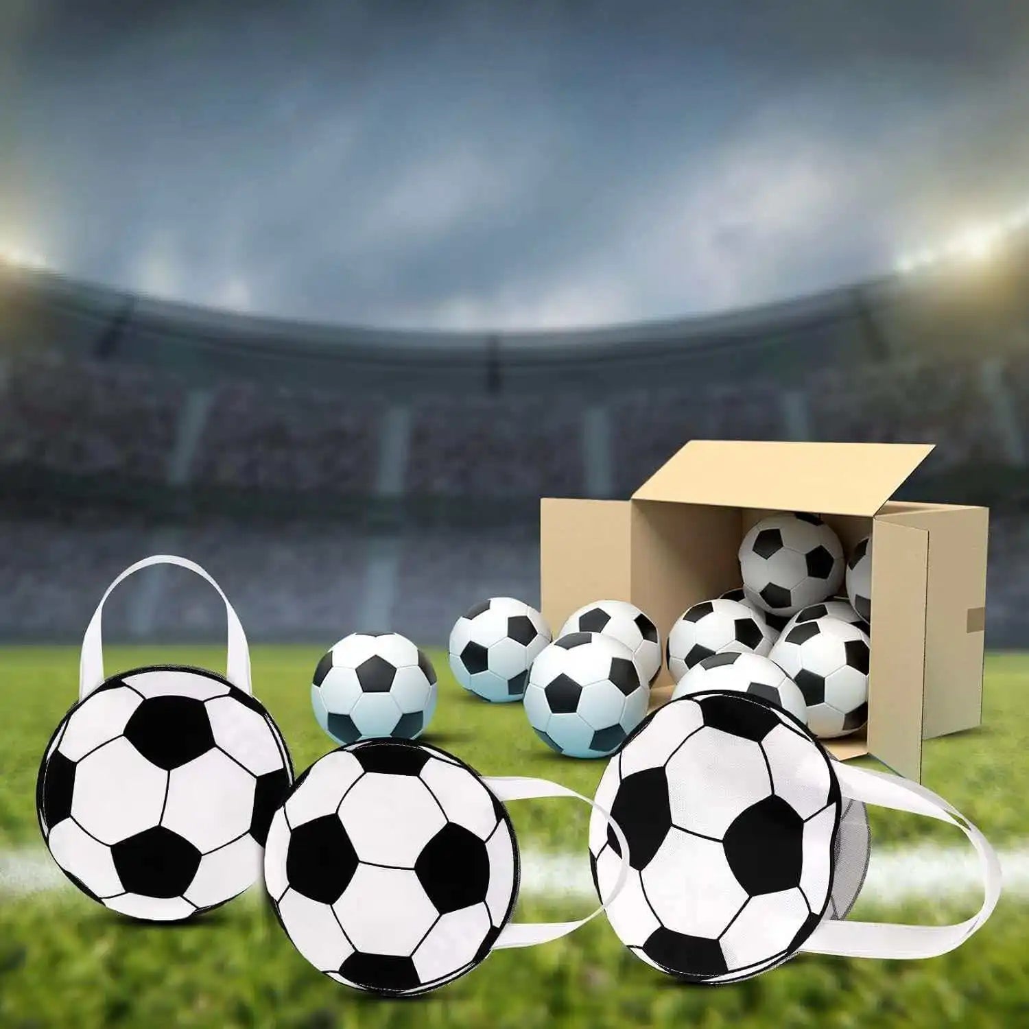 50Pcs Soccer Non-Woven Shopping Tote Bag Children's Day Wedding Birthday Party Decor Football Sports Theme Gift Packing Bags